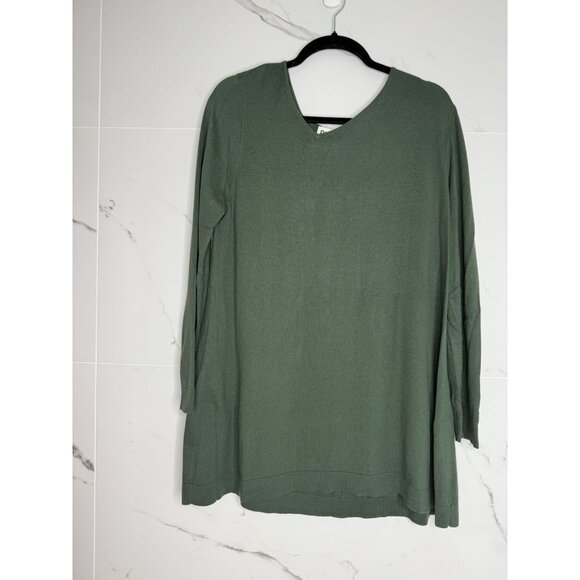 Planet by Lauren G one Size Green Tunic Knit Sweater Minimalist Lagenlook - Picture 2 of 10